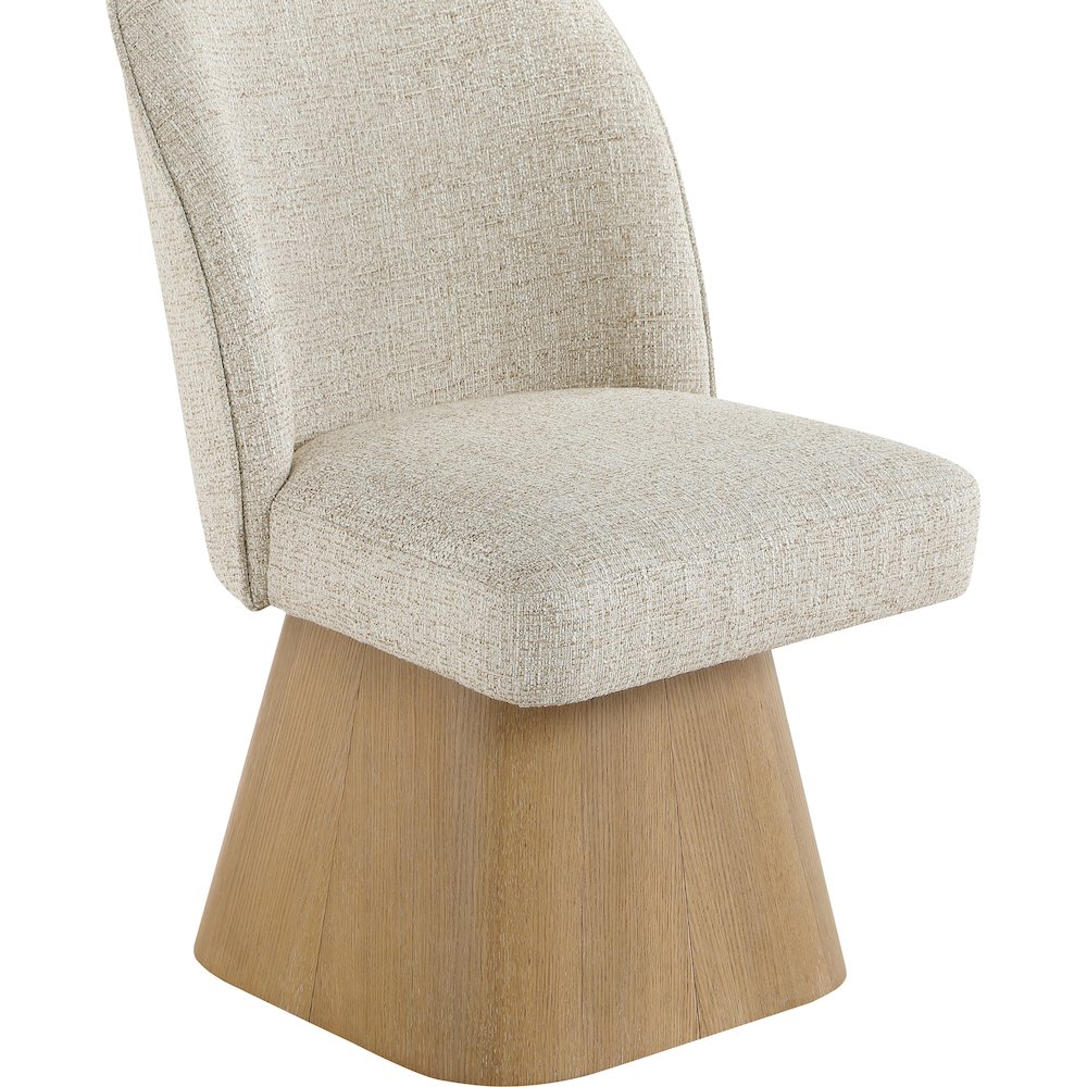 Marlowe Beige Linen Textured Fabric Upholstered Swivel Dining Side Chair. Picture 5
