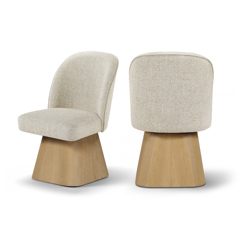 Marlowe Beige Linen Textured Fabric Upholstered Swivel Dining Side Chair. Picture 12