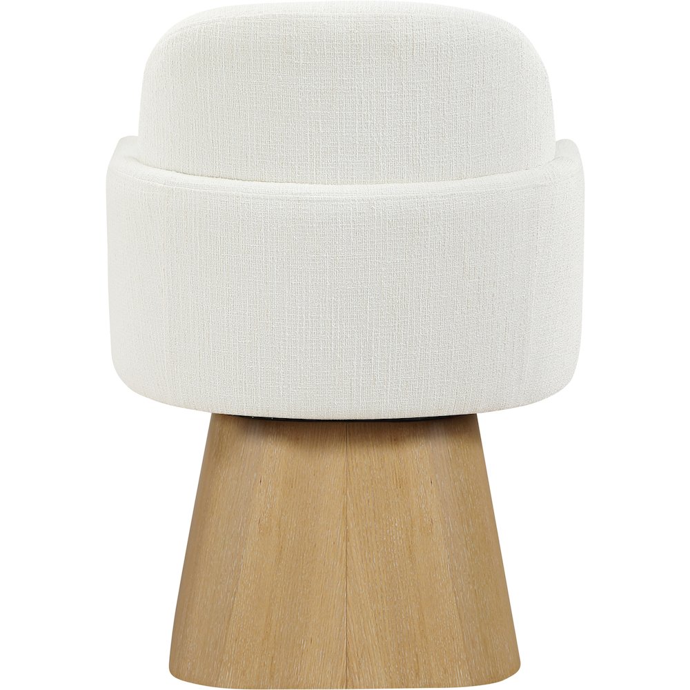 Marlowe Cream Linen Textured Fabric Upholstered Swivel Dining Arm Chair. Picture 3