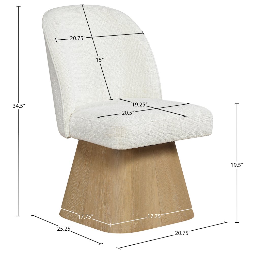 Marlowe Cream Linen Textured Fabric Upholstered Swivel Dining Side Chair. Picture 10
