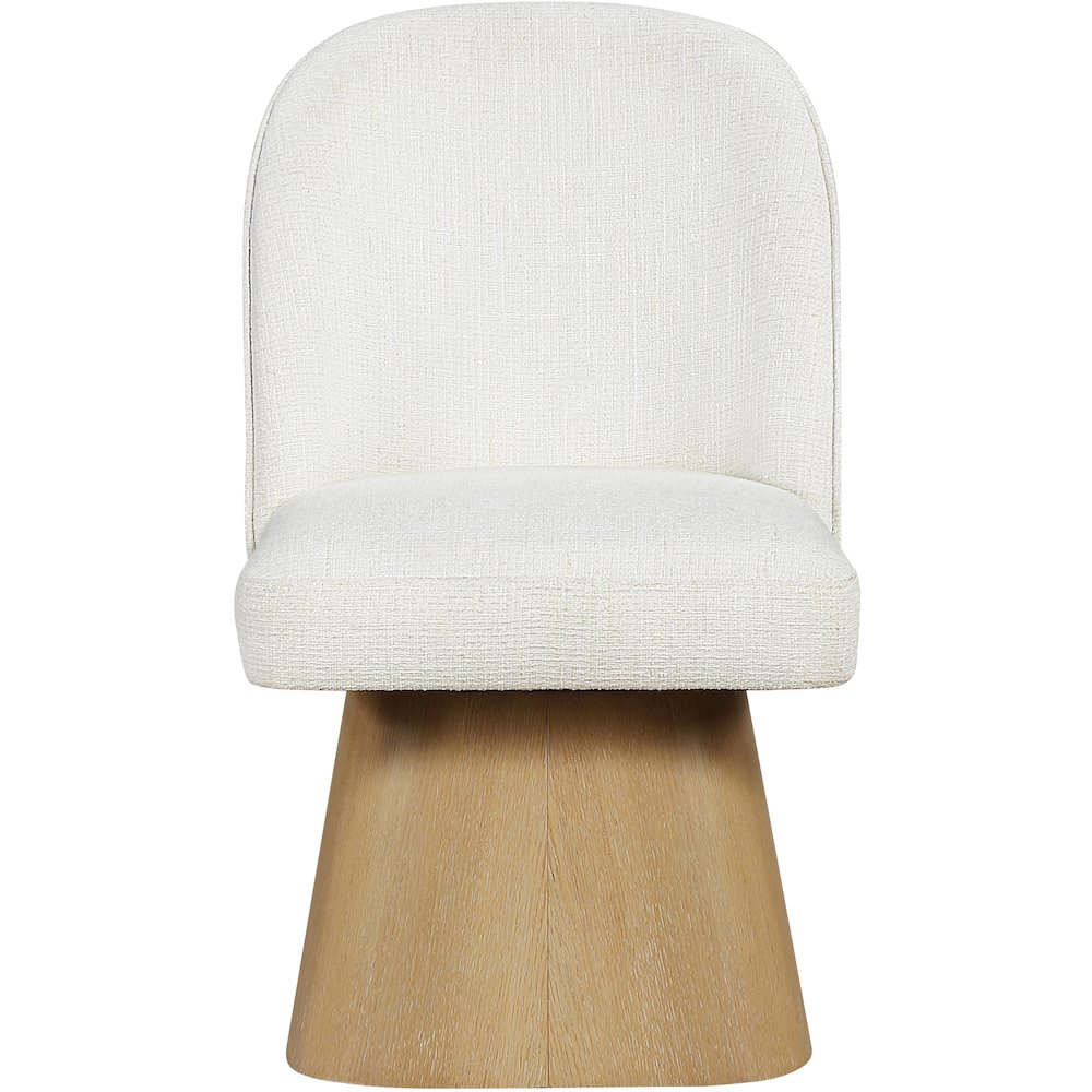 Marlowe Cream Linen Textured Fabric Upholstered Swivel Dining Side Chair. Picture 2