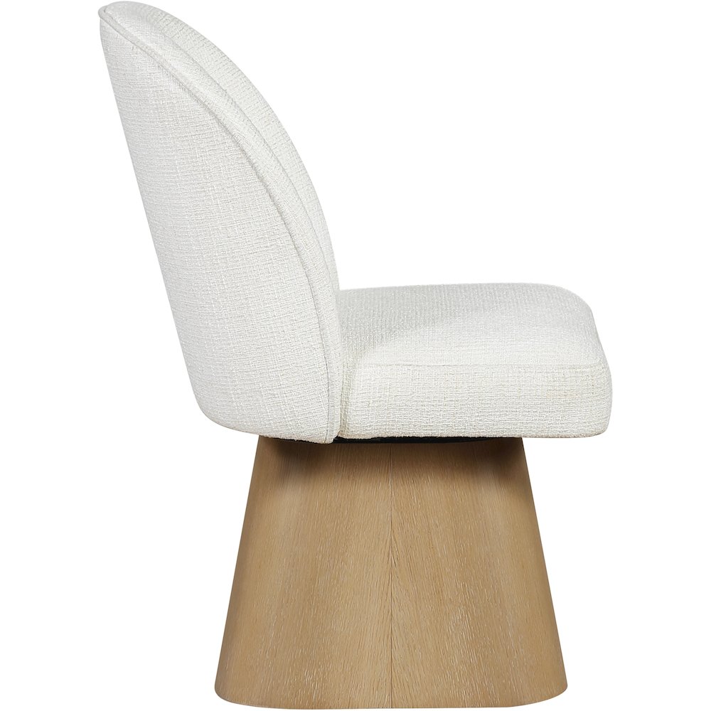 Marlowe Cream Linen Textured Fabric Upholstered Swivel Dining Side Chair. Picture 8