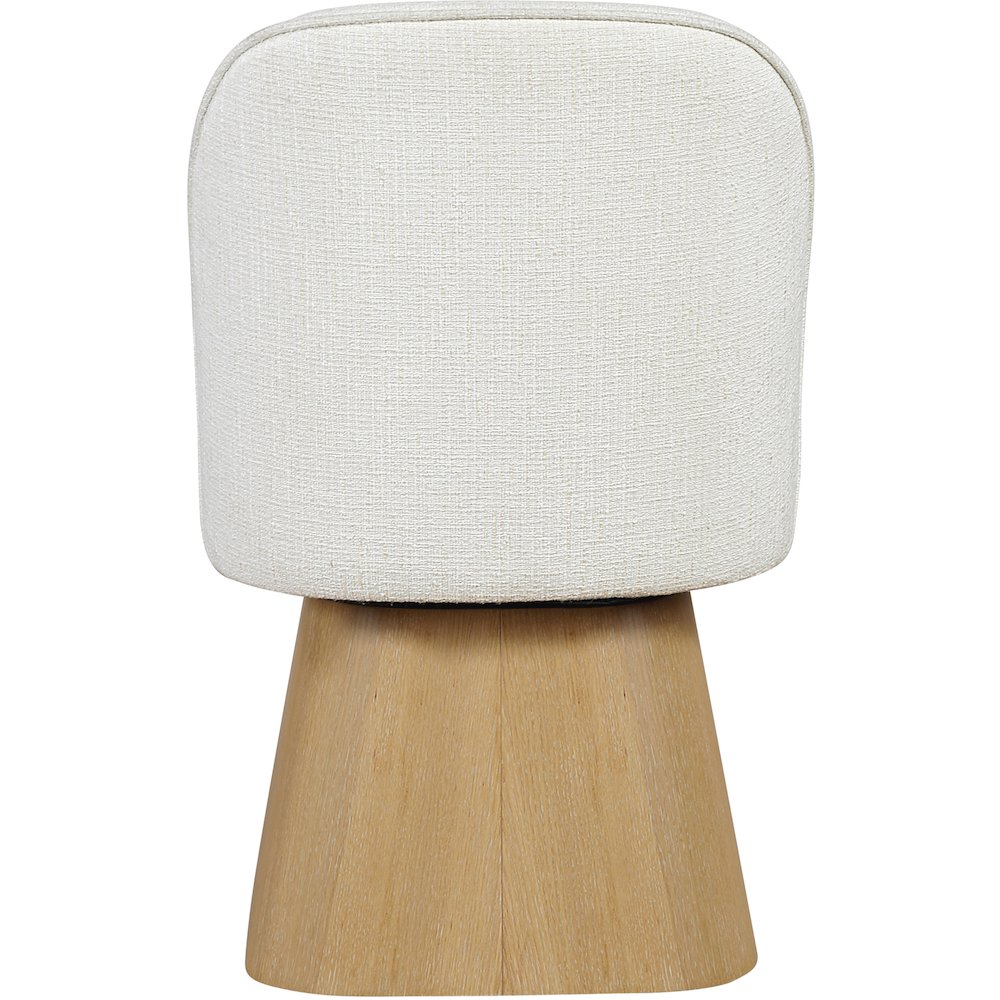 Marlowe Cream Linen Textured Fabric Upholstered Swivel Dining Side Chair. Picture 3
