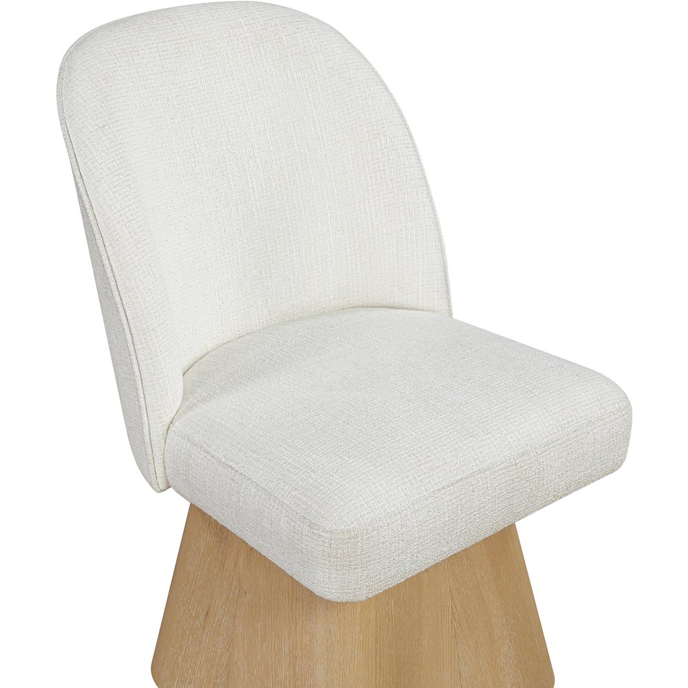 Marlowe Cream Linen Textured Fabric Upholstered Swivel Dining Side Chair. Picture 4