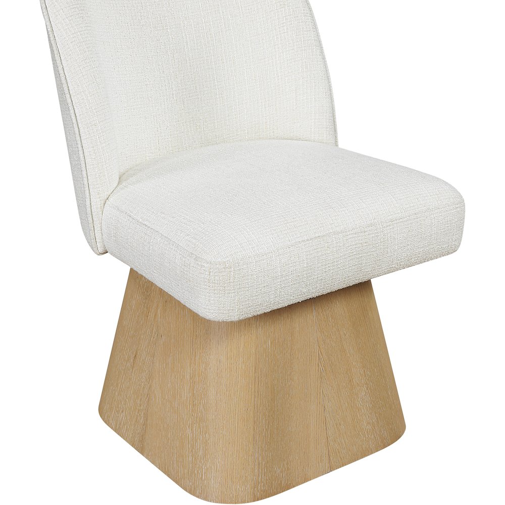 Marlowe Cream Linen Textured Fabric Upholstered Swivel Dining Side Chair. Picture 5