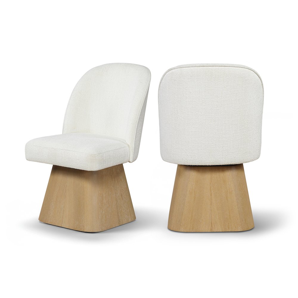 Marlowe Cream Linen Textured Fabric Upholstered Swivel Dining Side Chair. Picture 12