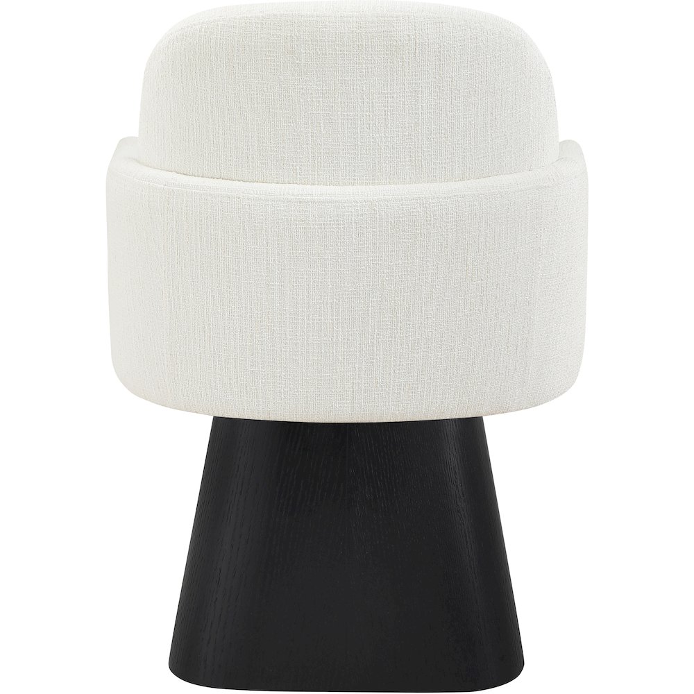 Marlowe Cream Linen Textured Fabric Upholstered Swivel Dining Arm Chair. Picture 3