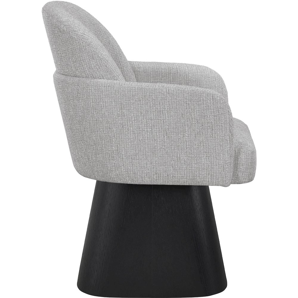 Marlowe Grey Linen Textured Fabric Upholstered Swivel Dining Arm Chair. Picture 8