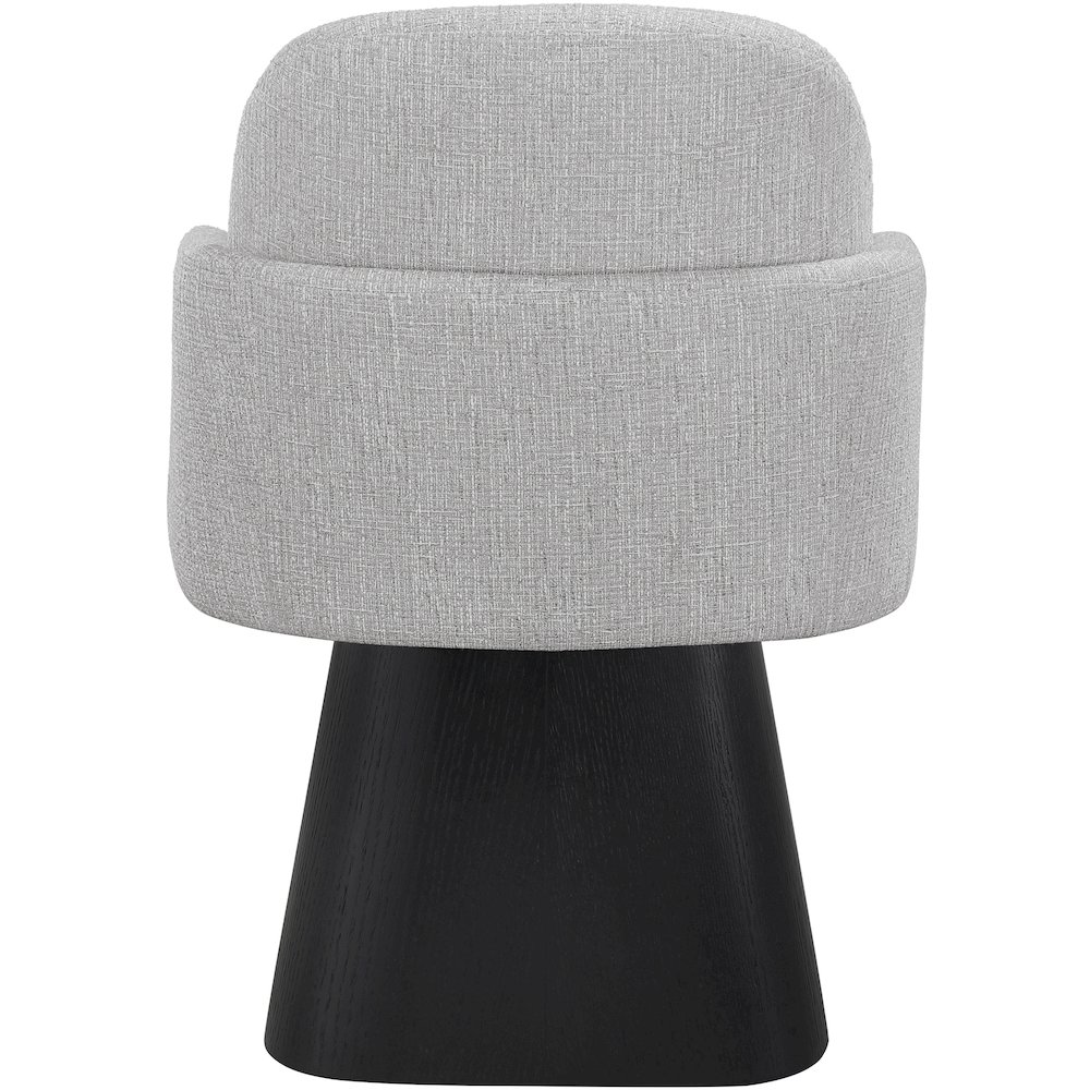 Marlowe Grey Linen Textured Fabric Upholstered Swivel Dining Arm Chair. Picture 3
