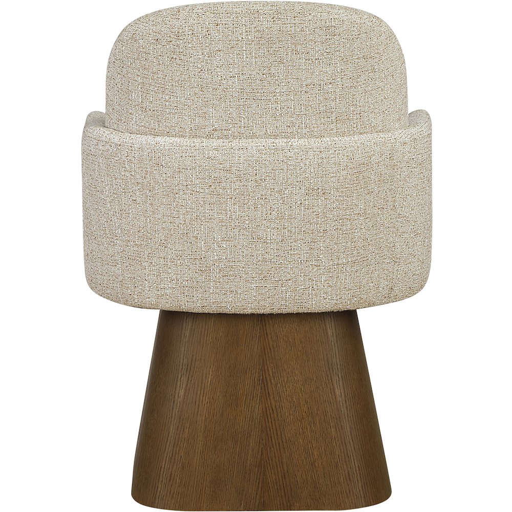 Marlowe Beige Linen Textured Fabric Upholstered Swivel Dining Arm Chair. Picture 3