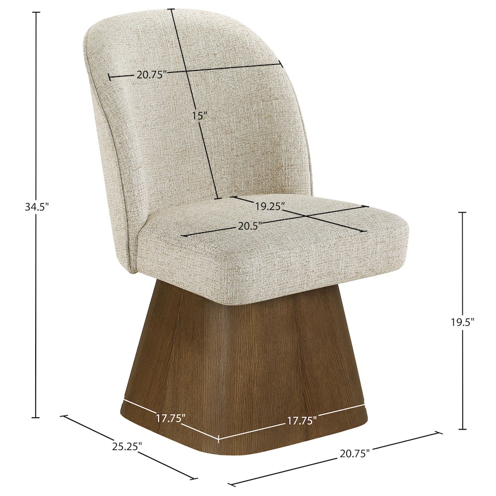 Marlowe Beige Linen Textured Fabric Upholstered Swivel Dining Side Chair. Picture 10