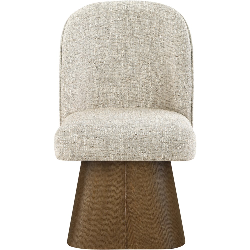 Marlowe Beige Linen Textured Fabric Upholstered Swivel Dining Side Chair. Picture 2