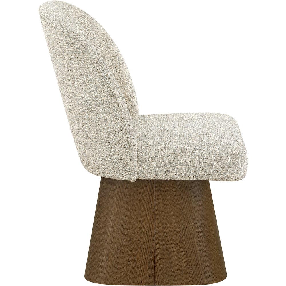 Marlowe Beige Linen Textured Fabric Upholstered Swivel Dining Side Chair. Picture 8