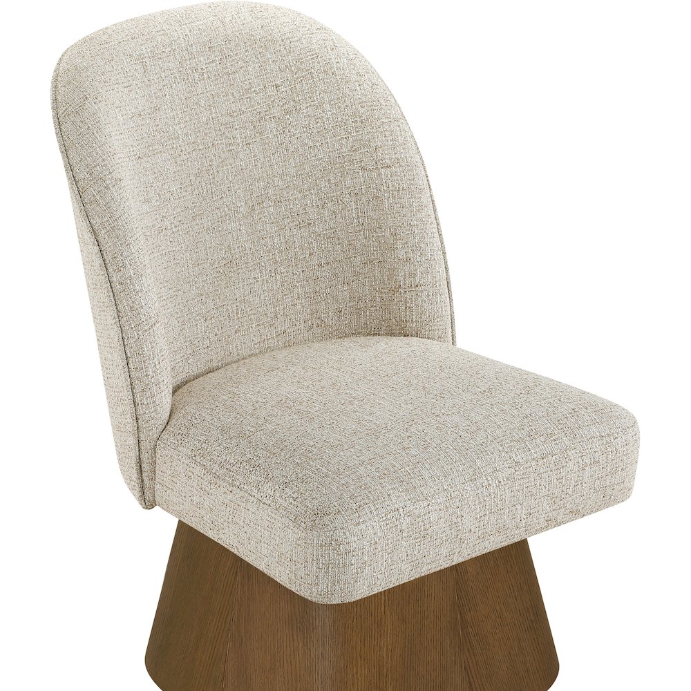 Marlowe Beige Linen Textured Fabric Upholstered Swivel Dining Side Chair. Picture 4