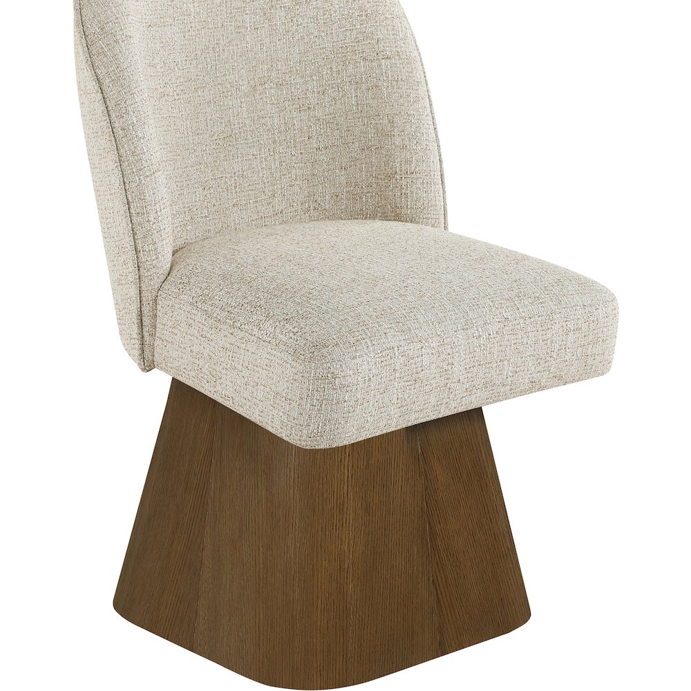Marlowe Beige Linen Textured Fabric Upholstered Swivel Dining Side Chair. Picture 5