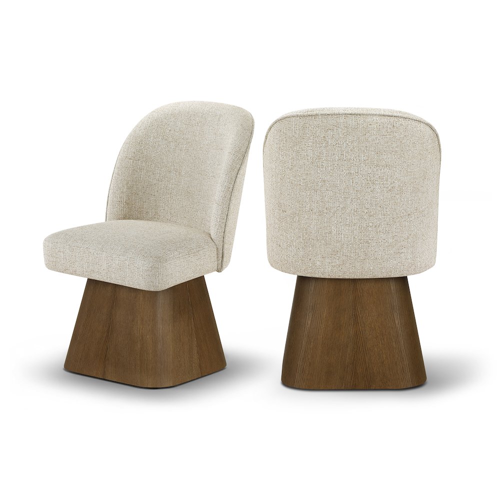 Marlowe Beige Linen Textured Fabric Upholstered Swivel Dining Side Chair. Picture 12