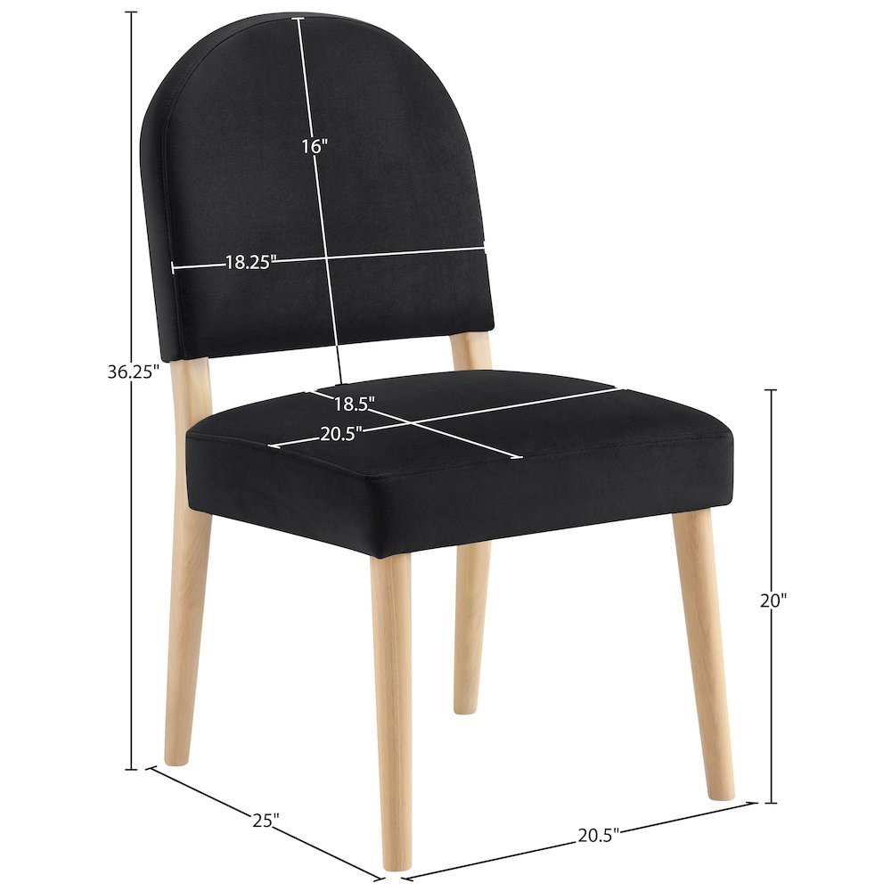 Varinelle Black Velvet Upholstered Dining Chair, Set of 2. Picture 11