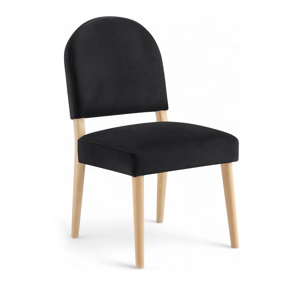 Varinelle Black Velvet Upholstered Dining Chair, Set of 2. Picture 2