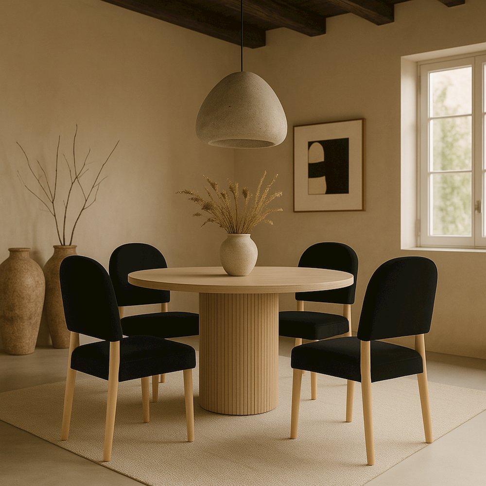 Varinelle Black Velvet Upholstered Dining Chair, Set of 2. Picture 7
