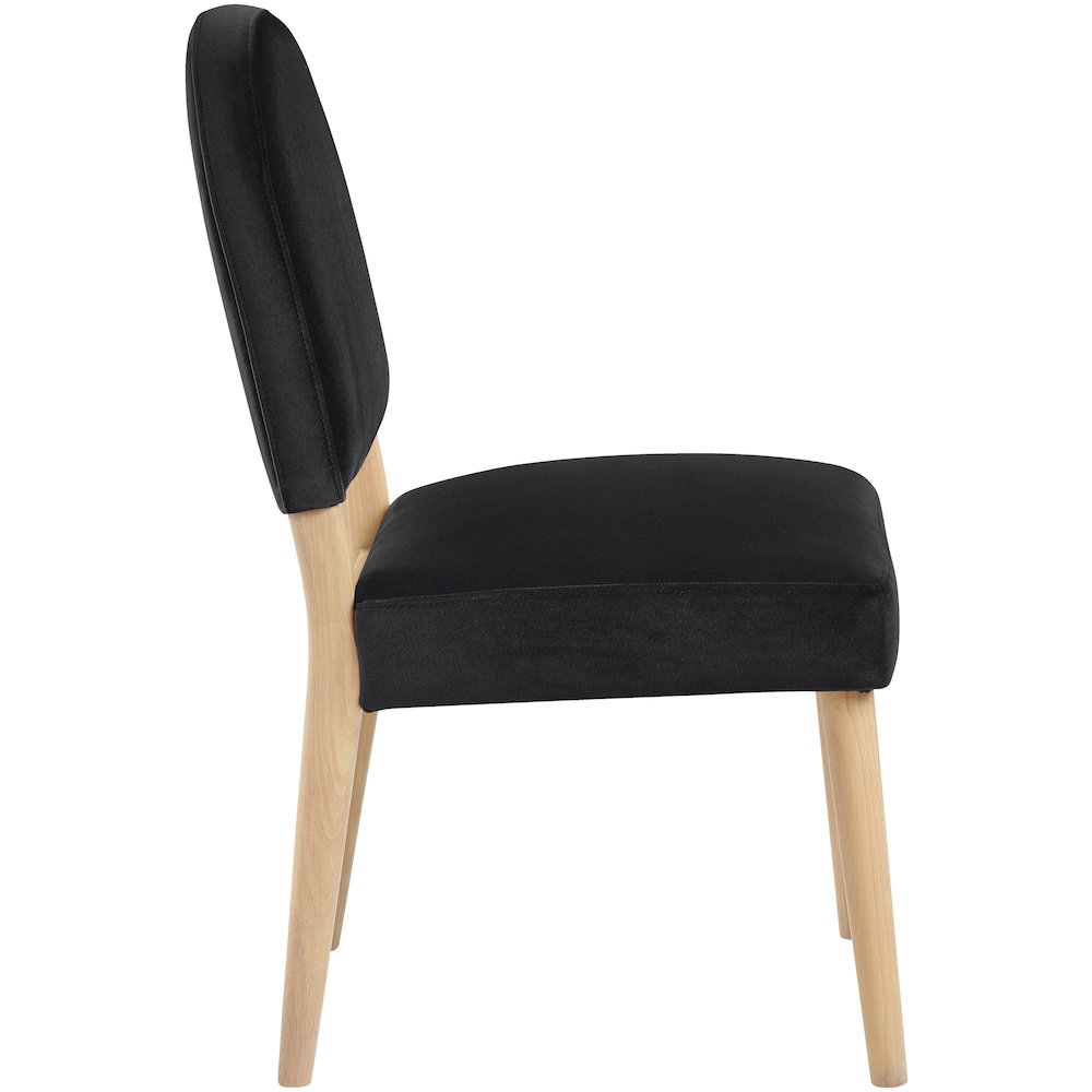 Varinelle Black Velvet Upholstered Dining Chair, Set of 2. Picture 4