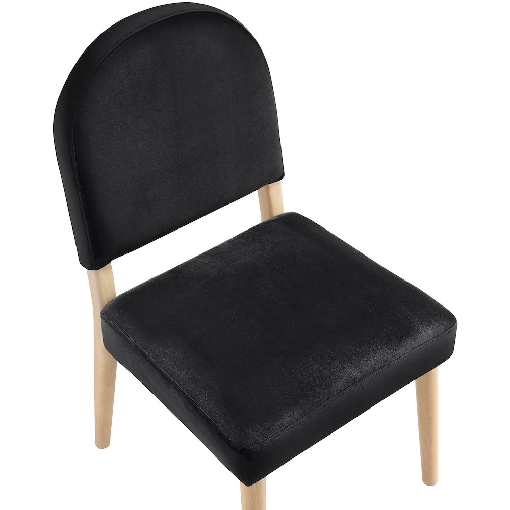 Varinelle Black Velvet Upholstered Dining Chair, Set of 2. Picture 9