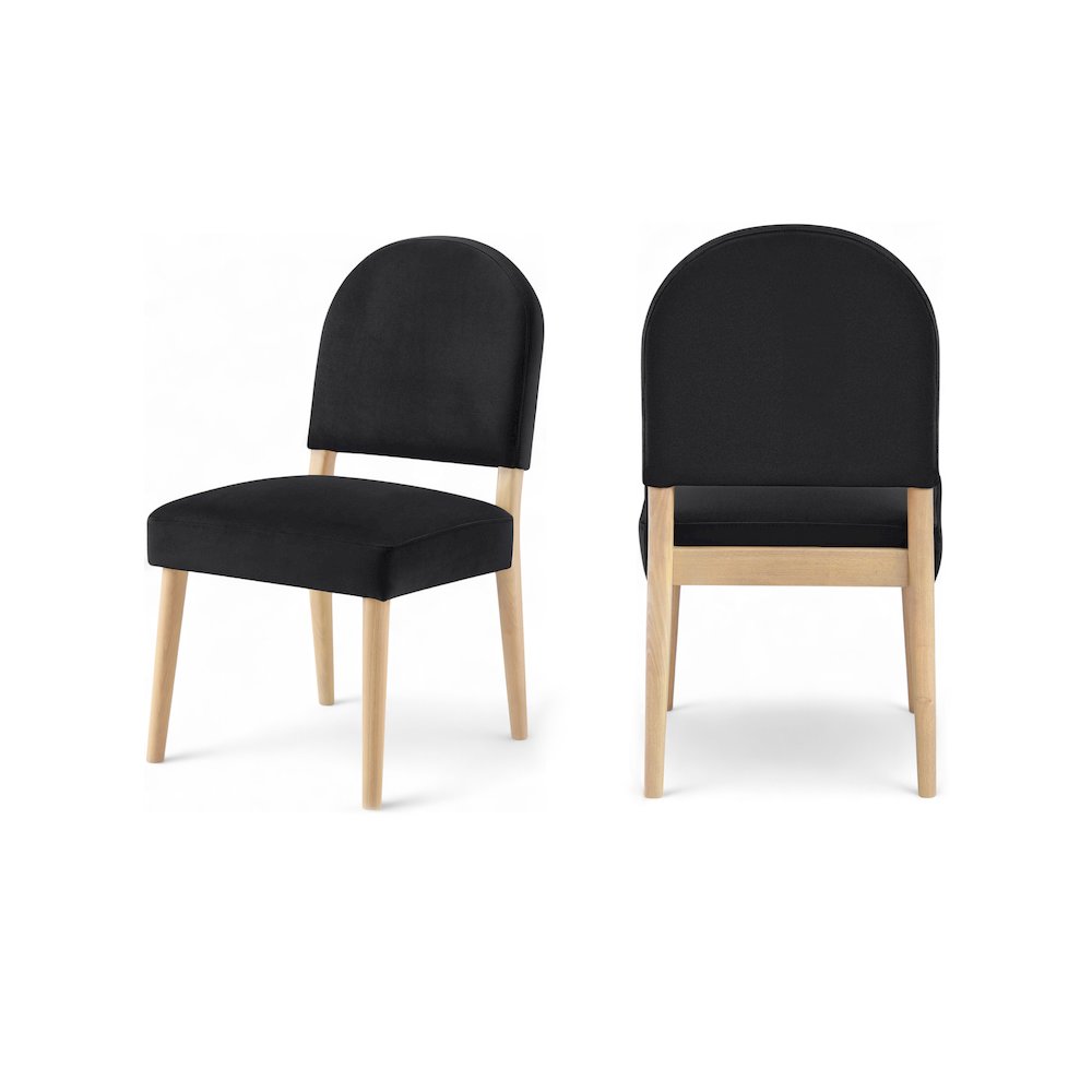 Varinelle Black Velvet Upholstered Dining Chair, Set of 2. Picture 1
