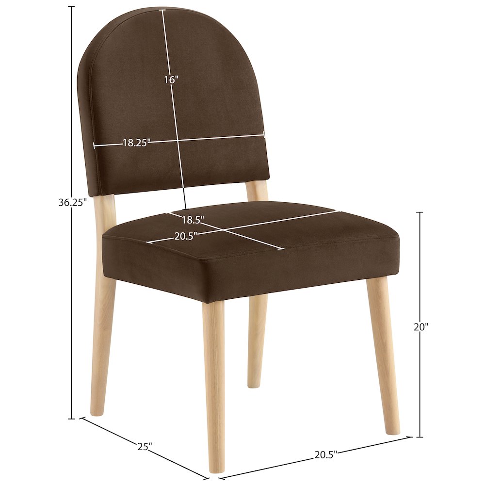 Varinelle Brown Velvet Upholstered Dining Chair, Set of 2. Picture 11