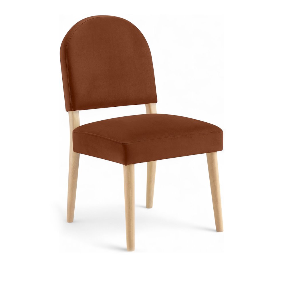 Varinelle Cognac Velvet Upholstered Dining Chair, Set of 2. Picture 2