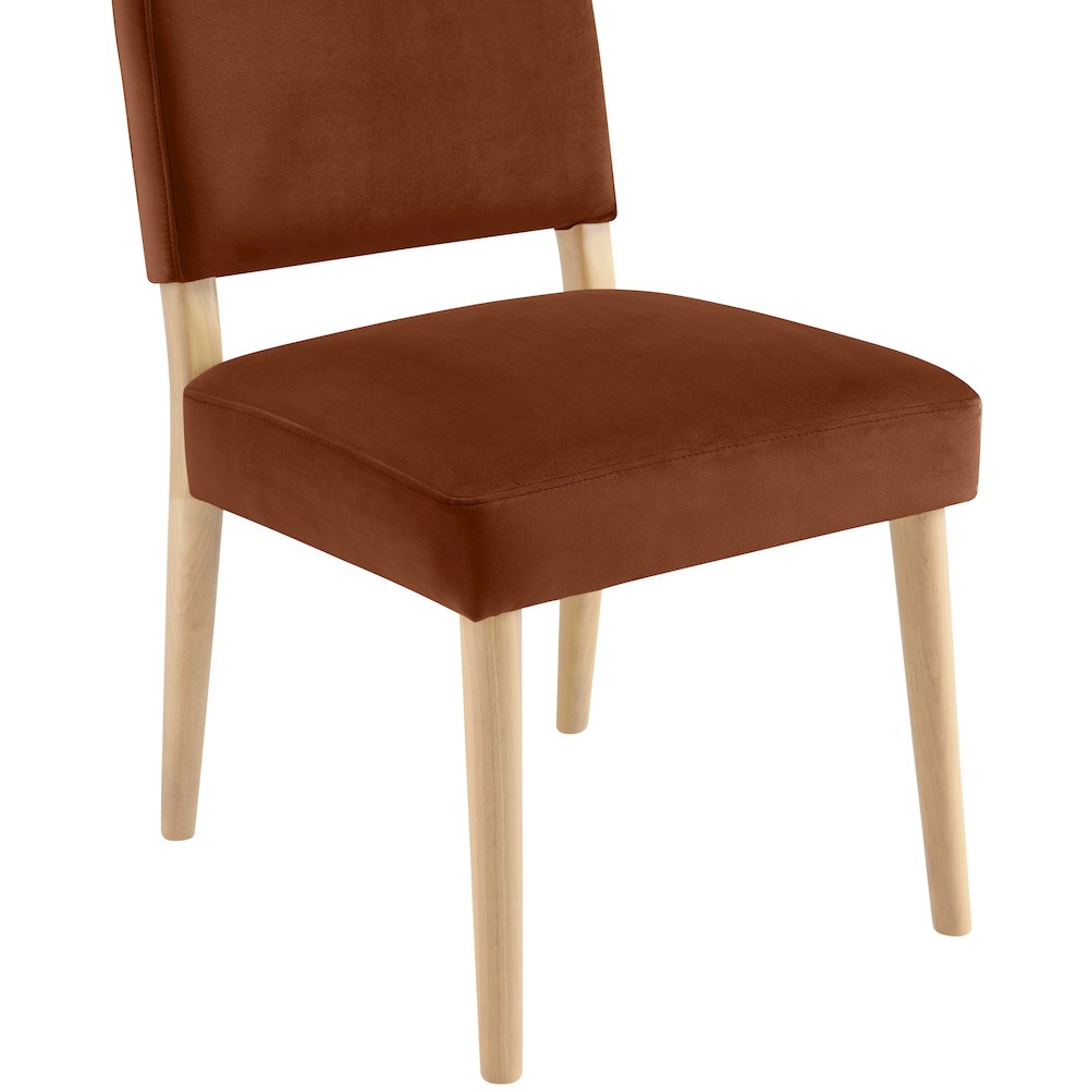 Varinelle Cognac Velvet Upholstered Dining Chair, Set of 2. Picture 6