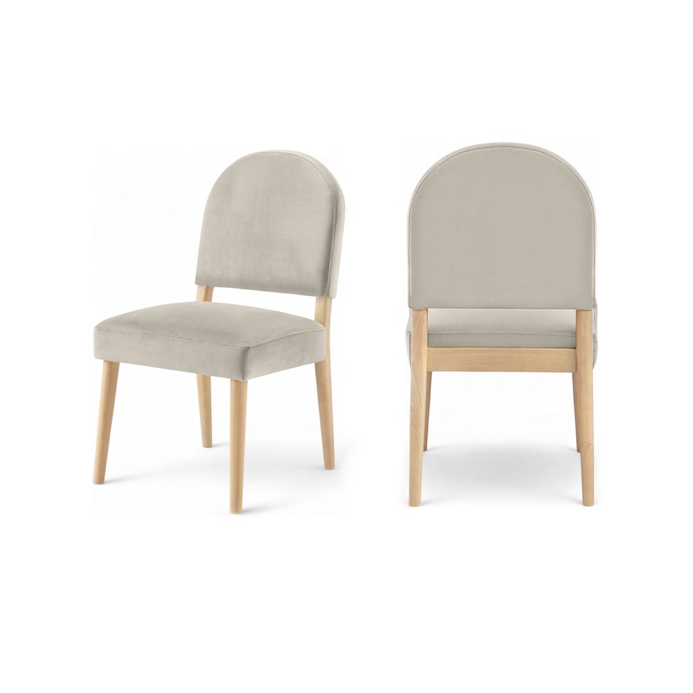 Varinelle Cream Velvet Upholstered Dining Chair, Set of 2. Picture 1