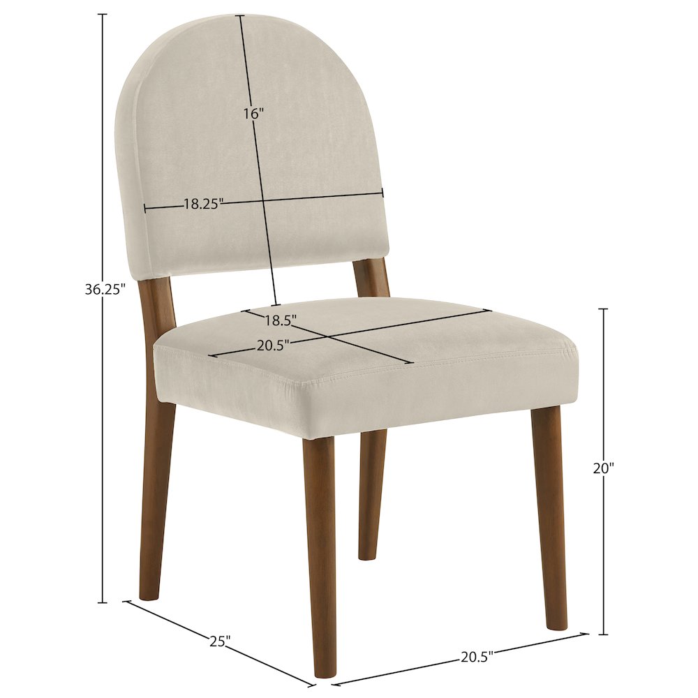 Varinelle Cream Velvet Upholstered Dining Chair, Set of 2. Picture 11