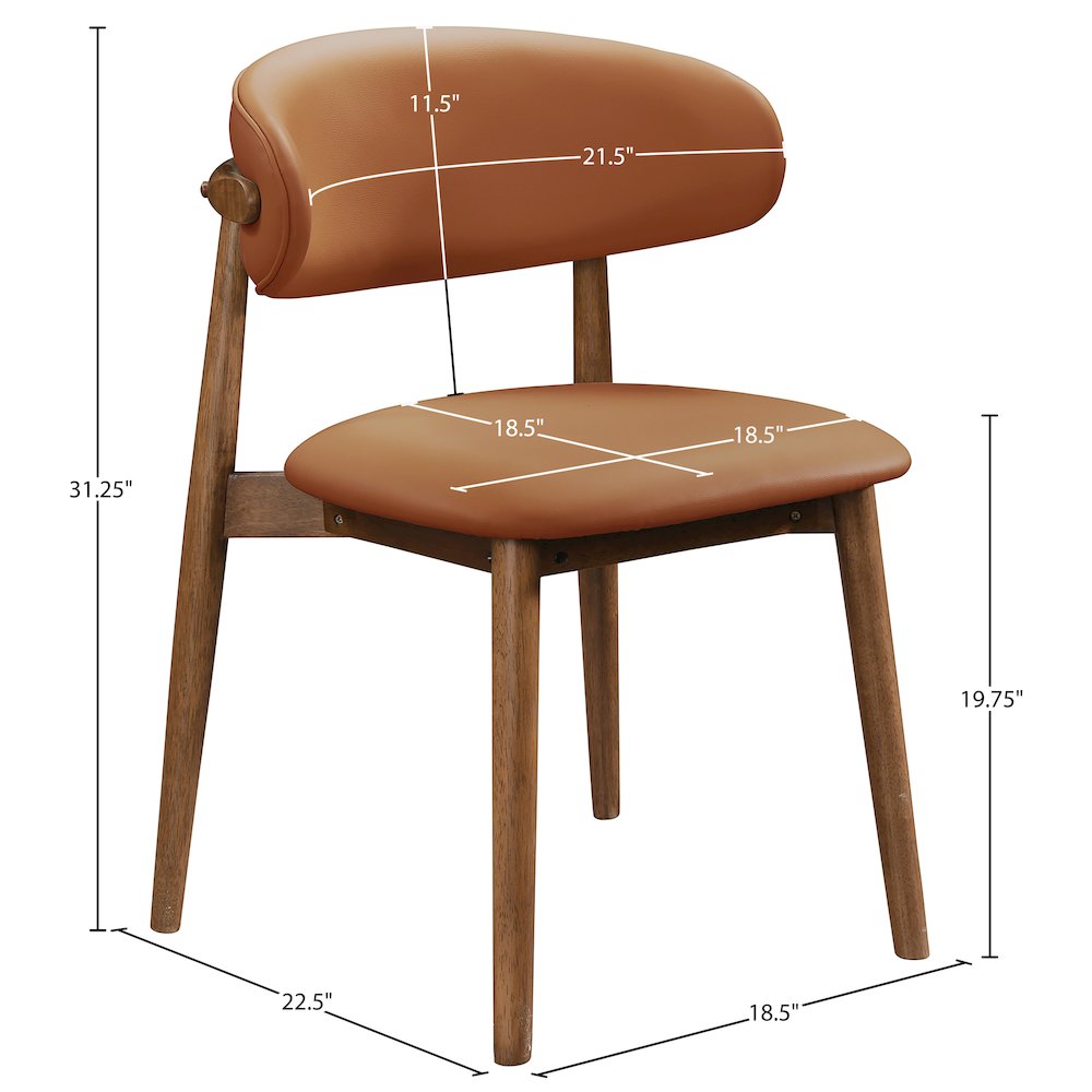 Leesa Cognac Vegan Leather Upholstered Dining Chair, Set of 2. Picture 12