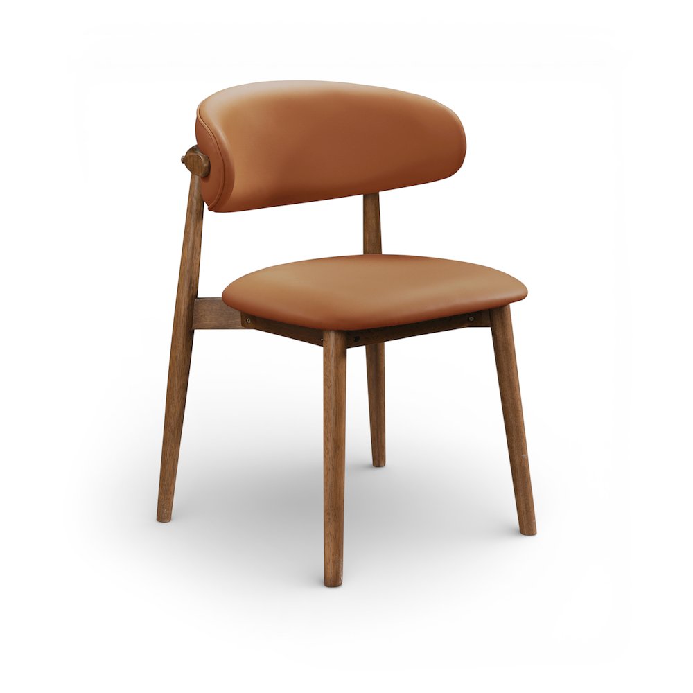 Leesa Cognac Vegan Leather Upholstered Dining Chair, Set of 2. Picture 3