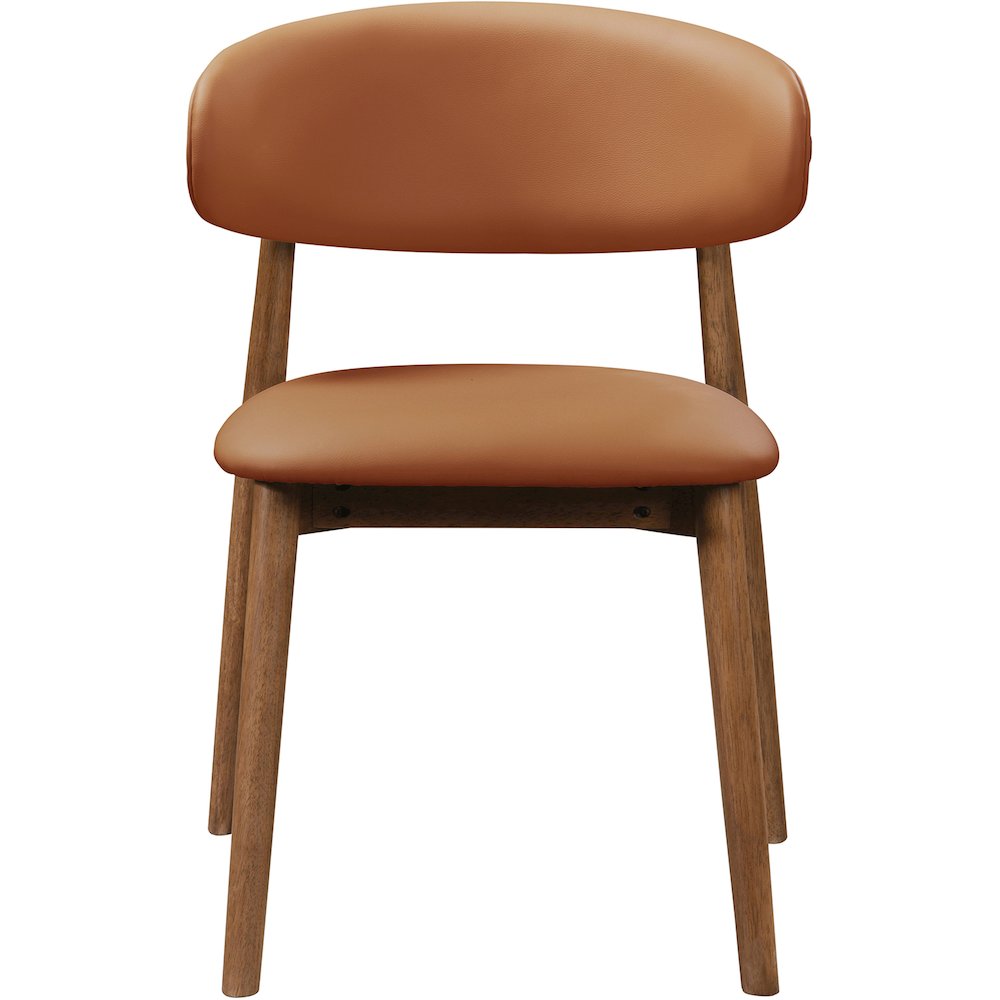 Leesa Cognac Vegan Leather Upholstered Dining Chair, Set of 2. Picture 5