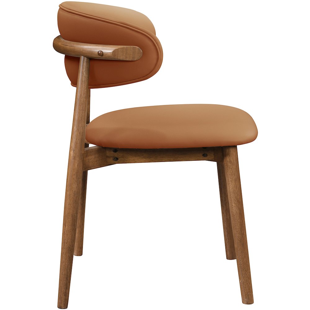 Leesa Cognac Vegan Leather Upholstered Dining Chair, Set of 2. Picture 6