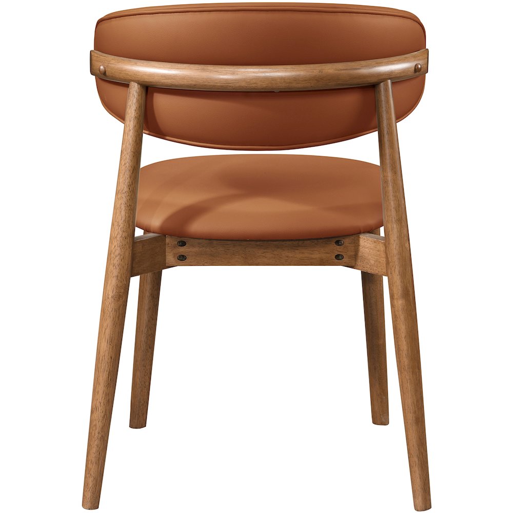 Leesa Cognac Vegan Leather Upholstered Dining Chair, Set of 2. Picture 7