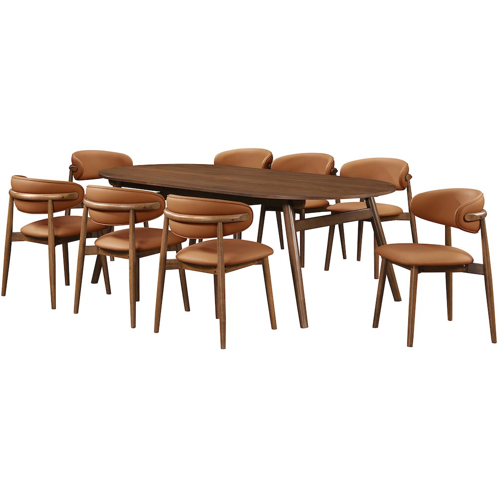 Leesa Cognac Vegan Leather Upholstered Dining Chair, Set of 2. Picture 9