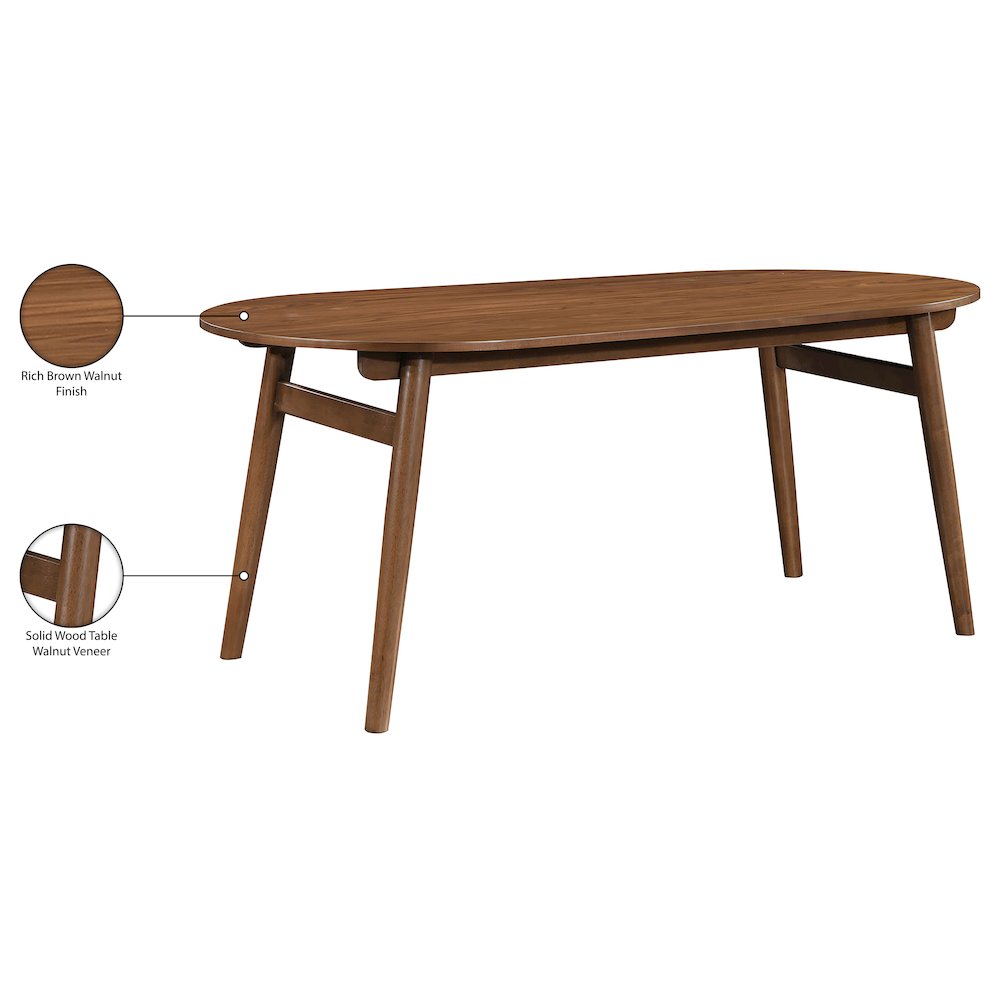 Leesa 71" Brown Solid Wood And Walnut Veneer Dining Table. Picture 8