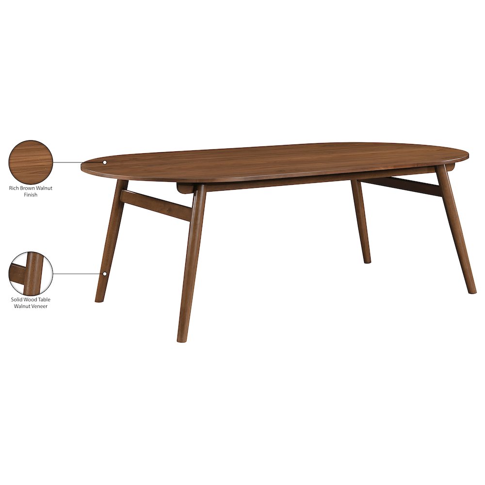 Leesa 86.75" Brown Solid Wood And Walnut Veneer Dining Table. Picture 8