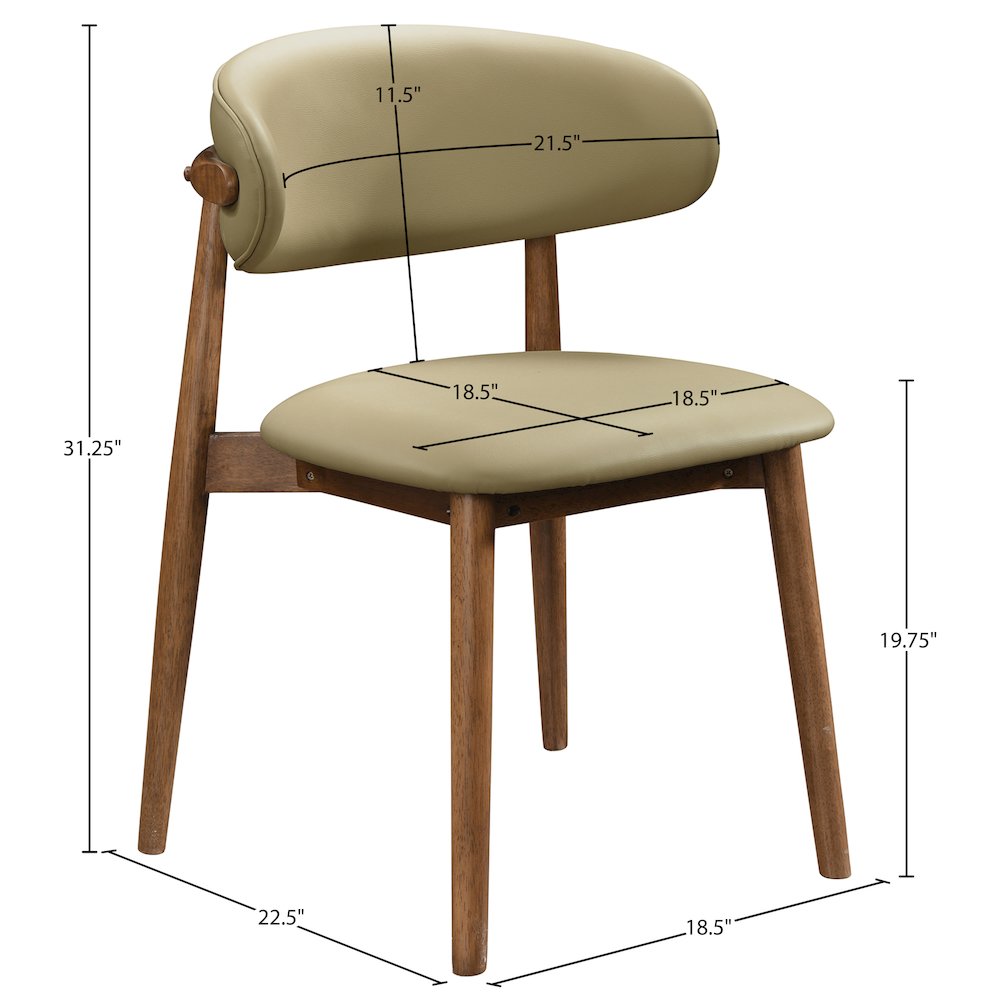 Leesa Khaki Vegan Leather Upholstered Dining Chair, Set of 2. Picture 12