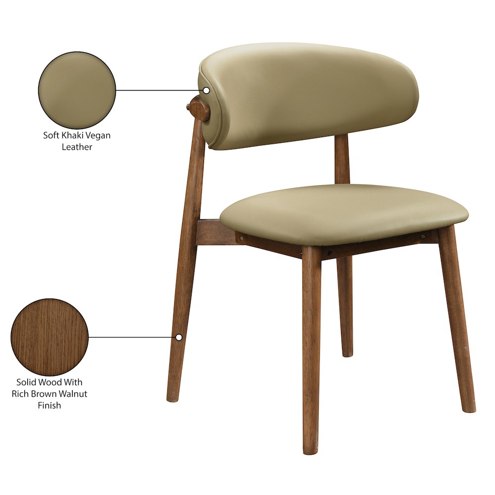Leesa Khaki Vegan Leather Upholstered Dining Chair, Set of 2. Picture 13
