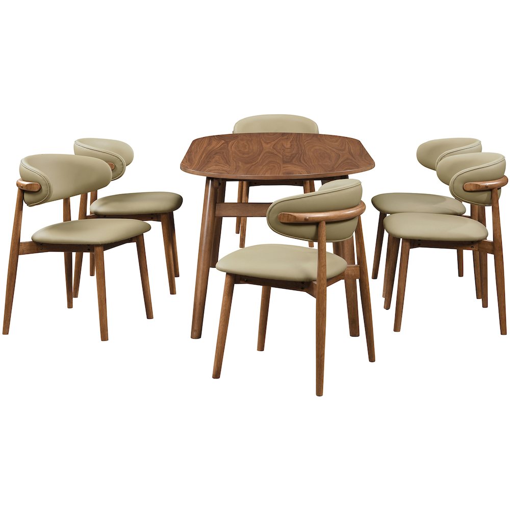 Leesa Khaki Vegan Leather Upholstered Dining Chair, Set of 2. Picture 8