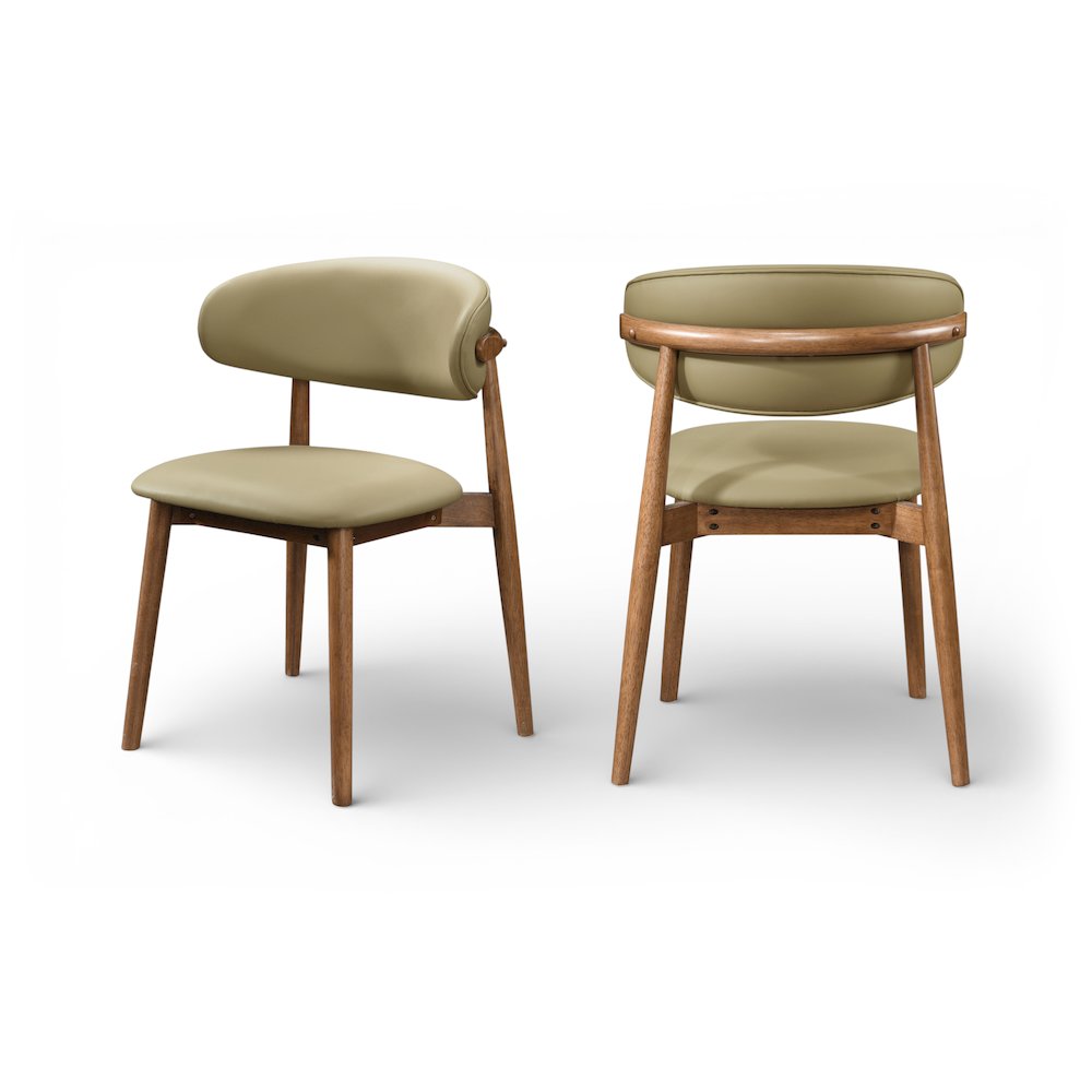 Leesa Khaki Vegan Leather Upholstered Dining Chair, Set of 2. Picture 1