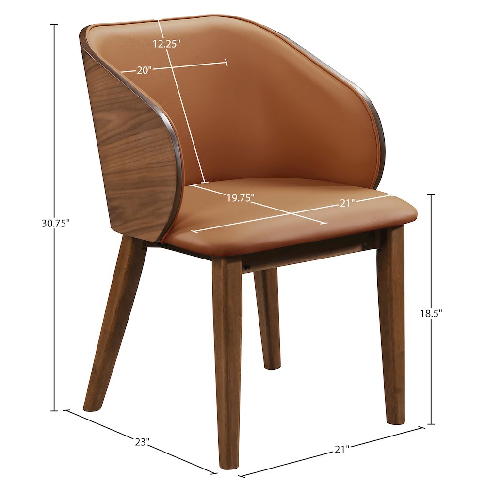 Glenwood Cognac Vegan Leather Upholstered Dining Chair, Set of 2. Picture 12