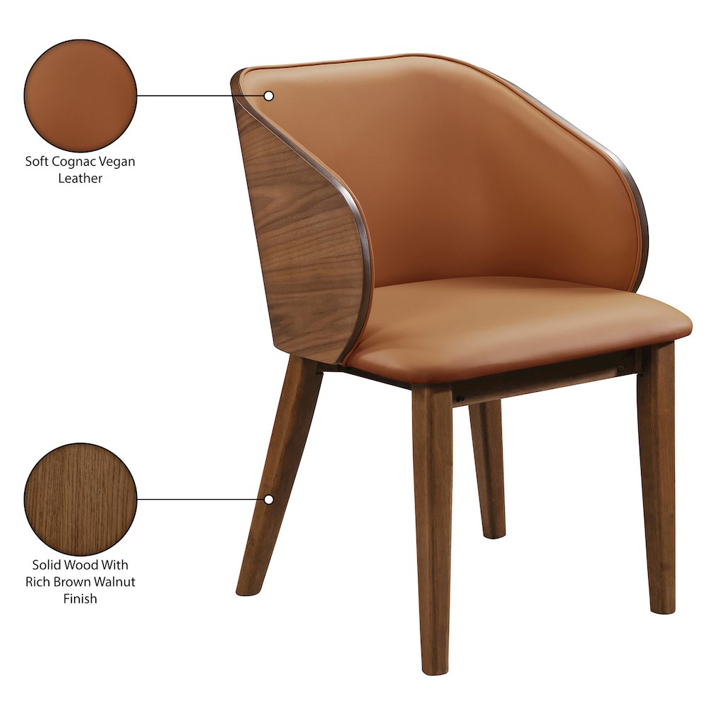 Glenwood Cognac Vegan Leather Upholstered Dining Chair, Set of 2. Picture 13