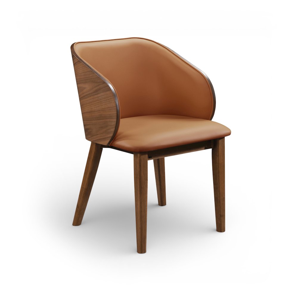 Glenwood Cognac Vegan Leather Upholstered Dining Chair, Set of 2. Picture 3