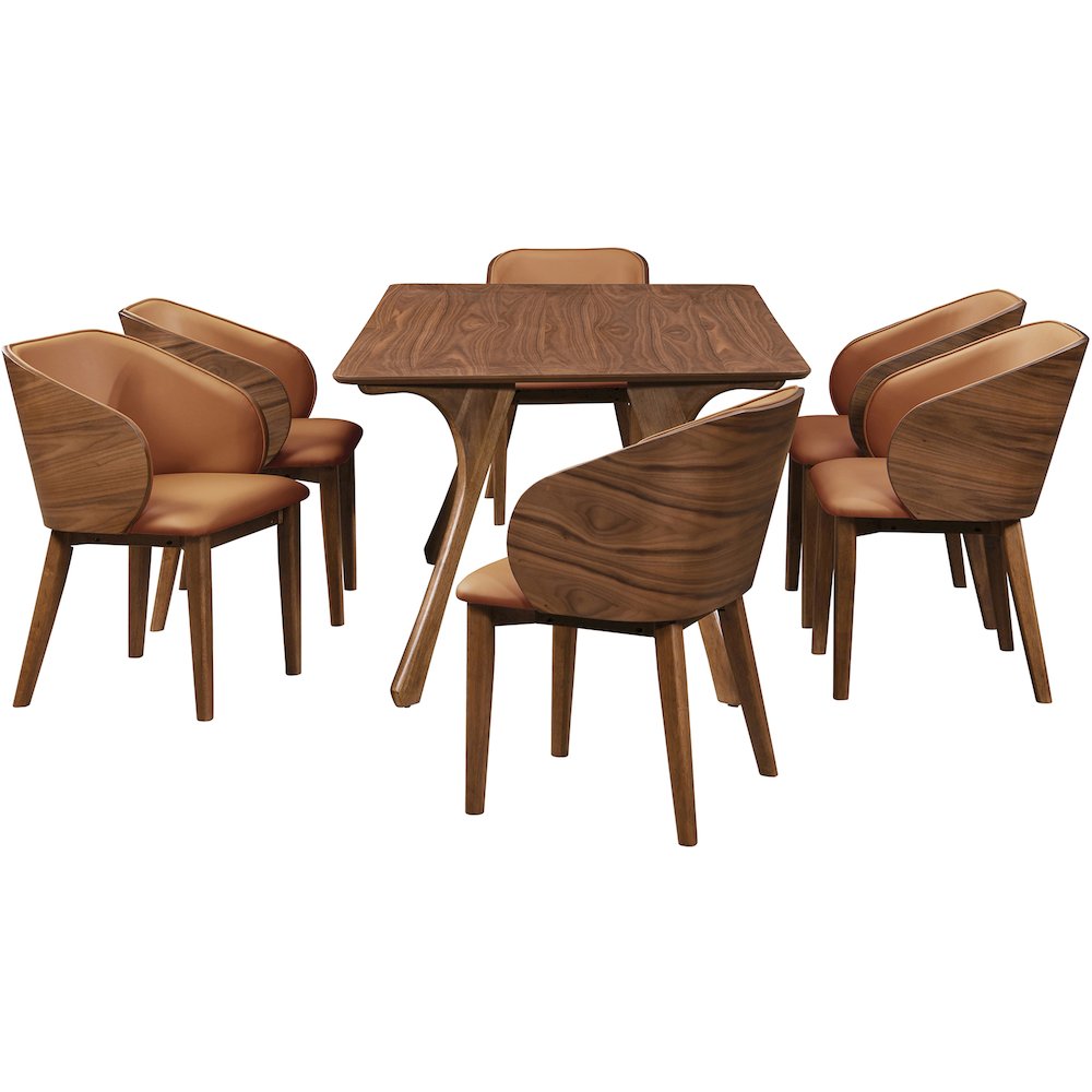 Glenwood Cognac Vegan Leather Upholstered Dining Chair, Set of 2. Picture 8
