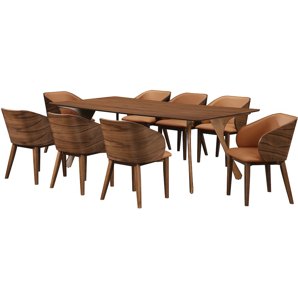Glenwood Cognac Vegan Leather Upholstered Dining Chair, Set of 2. Picture 9