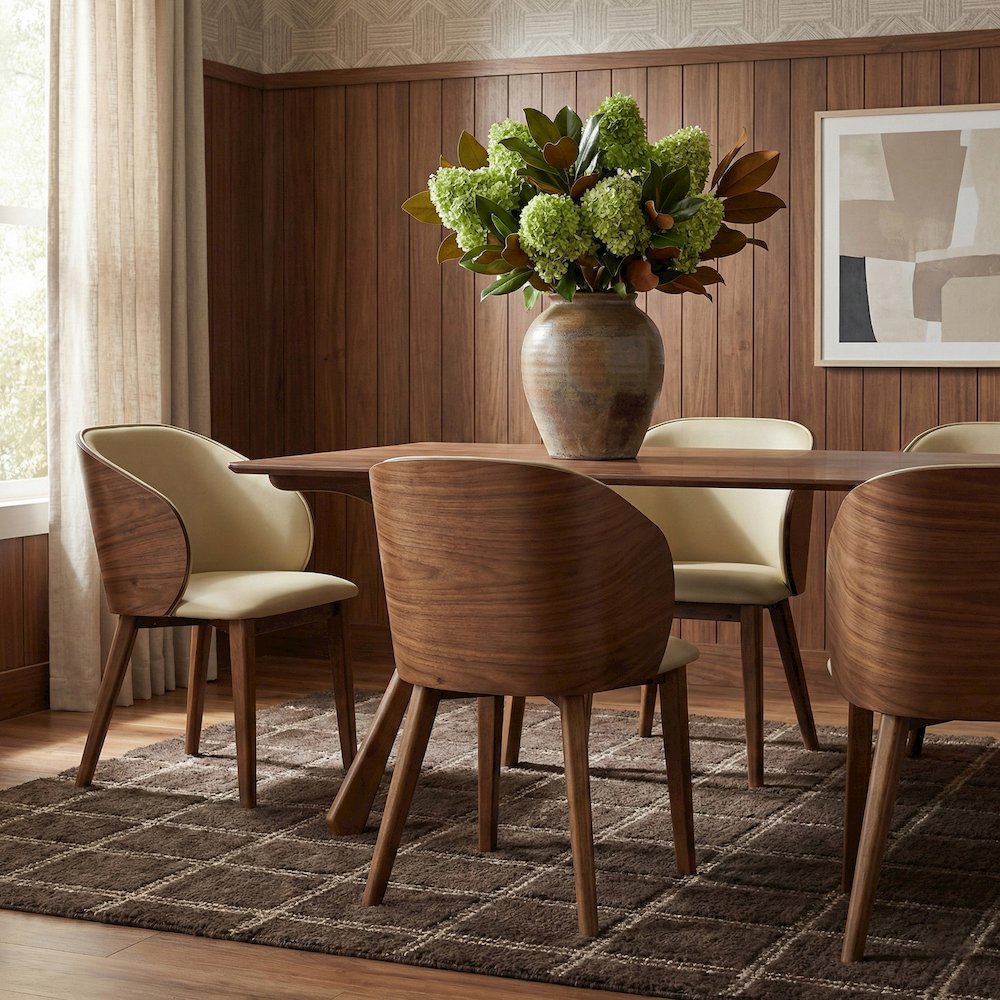 Glenwood Cream Vegan Leather Upholstered Dining Chair, Set of 2. Picture 2