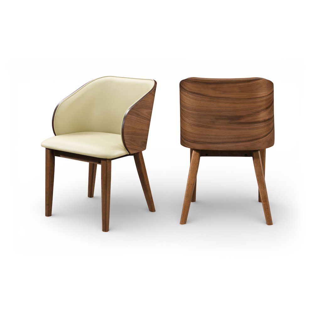Glenwood Cream Vegan Leather Upholstered Dining Chair, Set of 2. Picture 1
